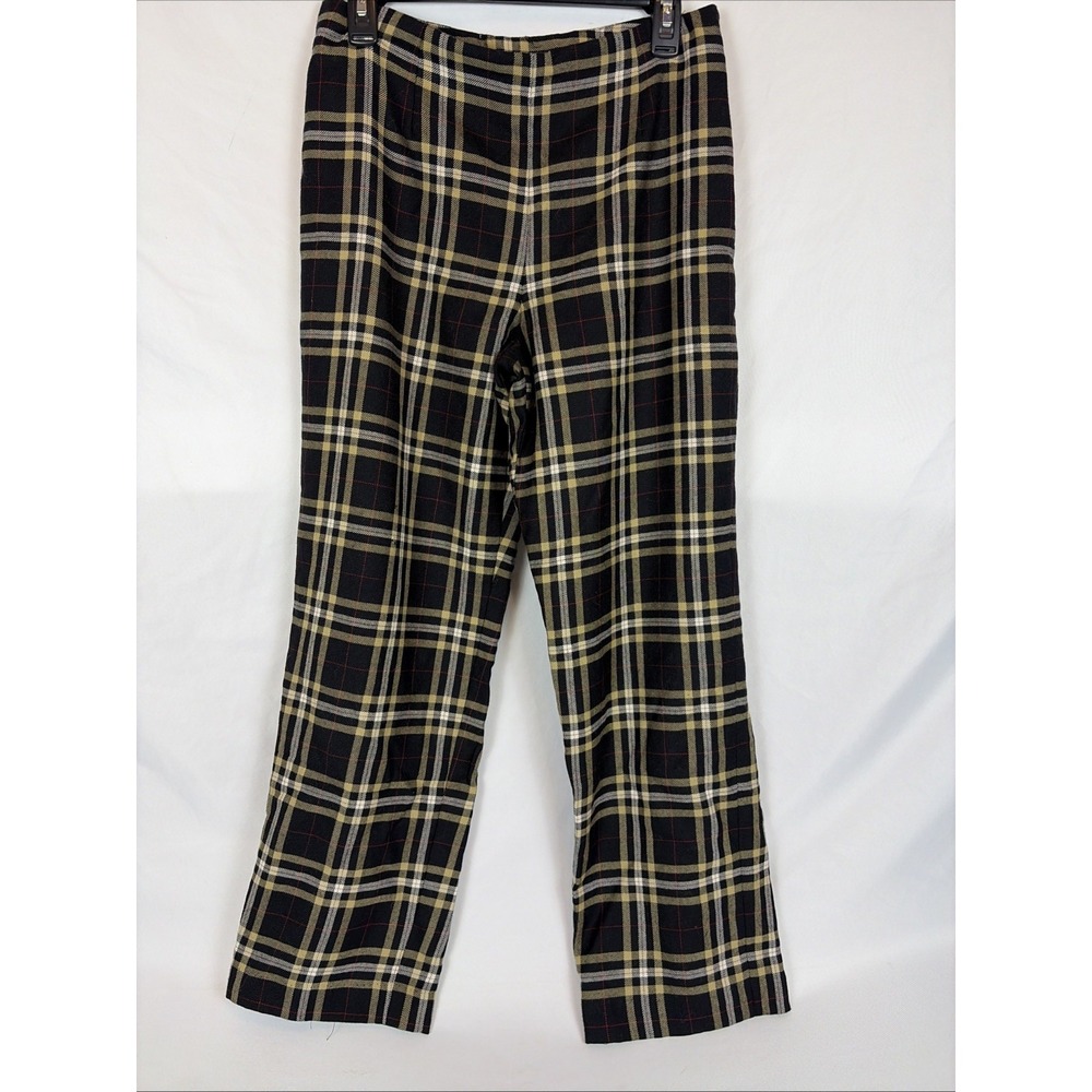 Talbots Womens Dress Pants 10 Multicolor Plaid 100% Wool Side Zip Lined Made USA